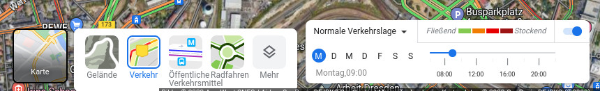 Verkehrslage in Google Maps